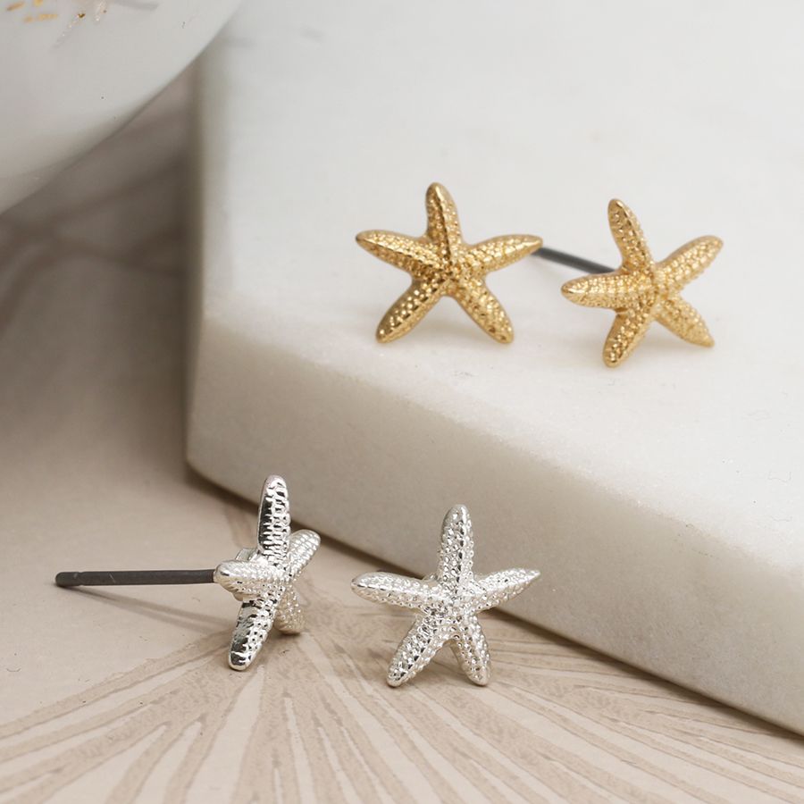 POM Peace Of Mind Textured Mini Starfish Stud Earrings Pack Of Two 03759