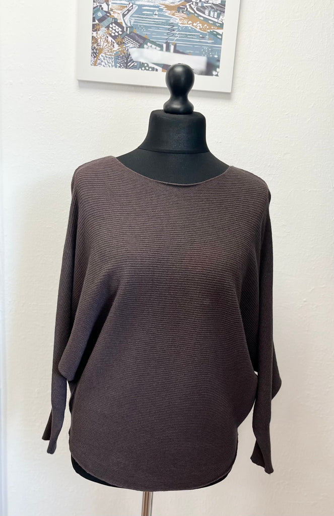 Ribbed Batwing Round Neck Jumper One Size 12-18