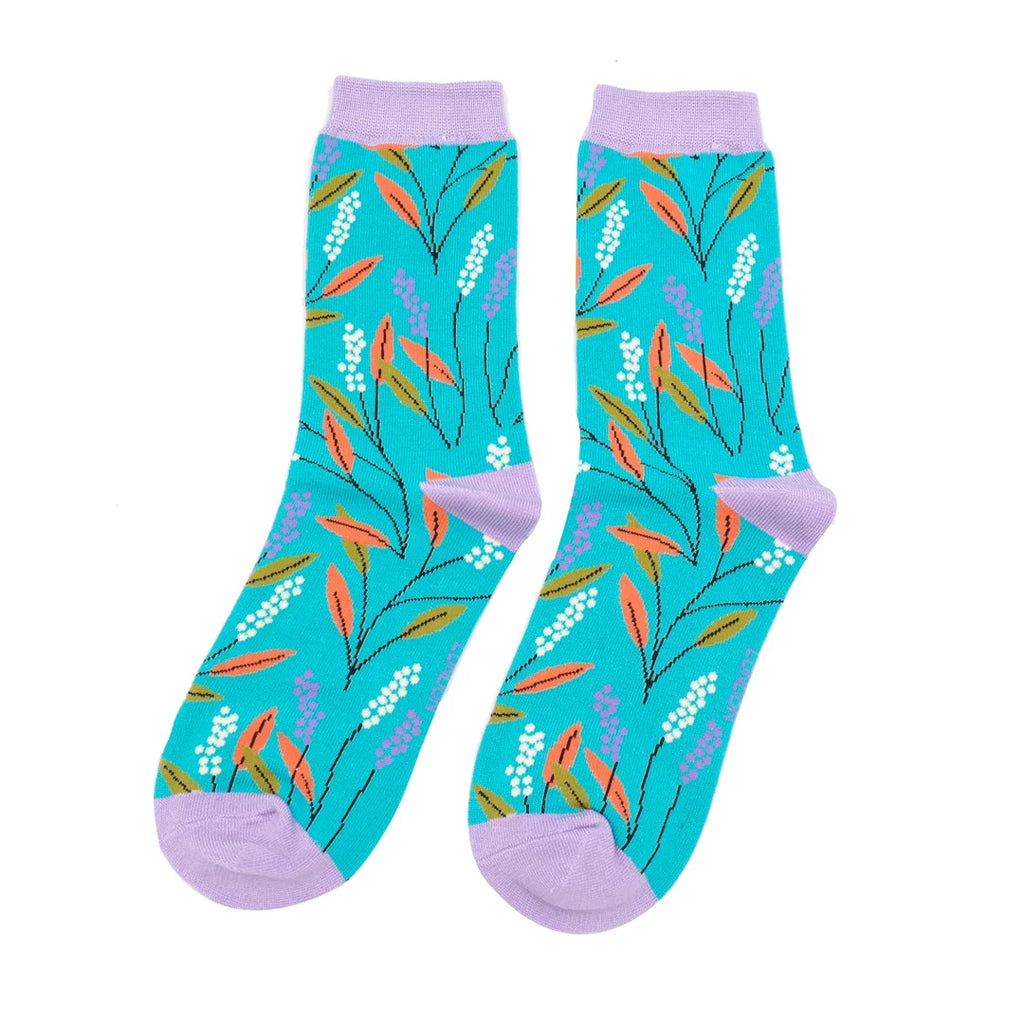Miss Sparrow Berry Branches Socks Turquoise SKS321