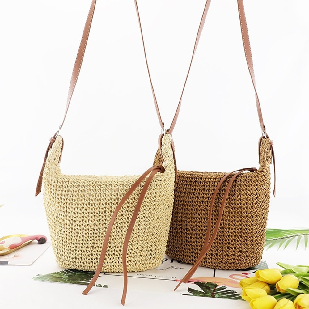 Neutral Straw Crossbody Bag 24013