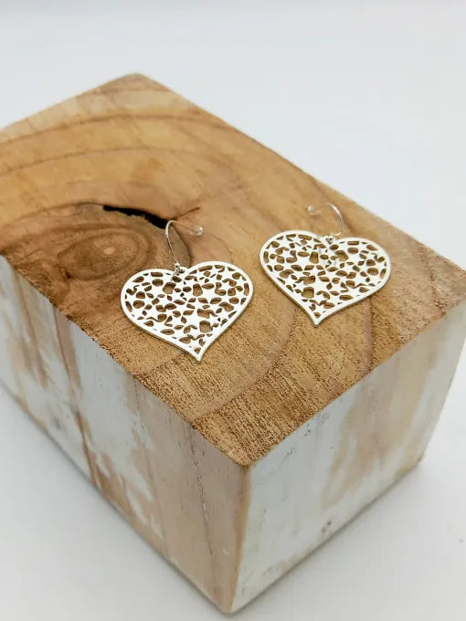 Silver Filigree Heart Earrings ER114S