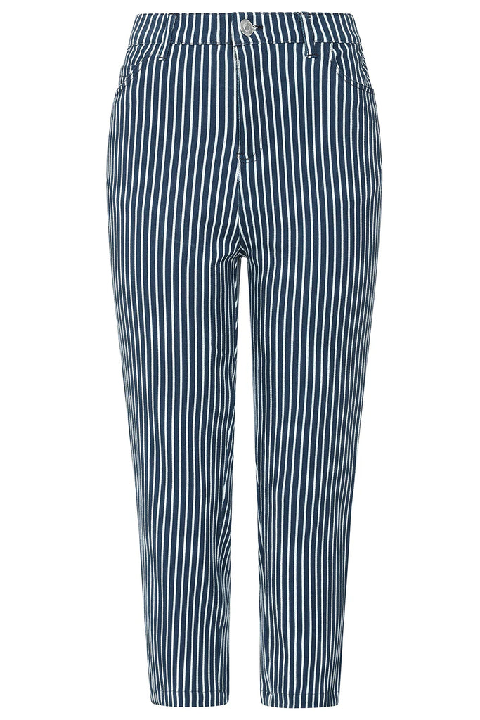 Alice Collins Cassie Stripe Cropped Trouser Blue/White