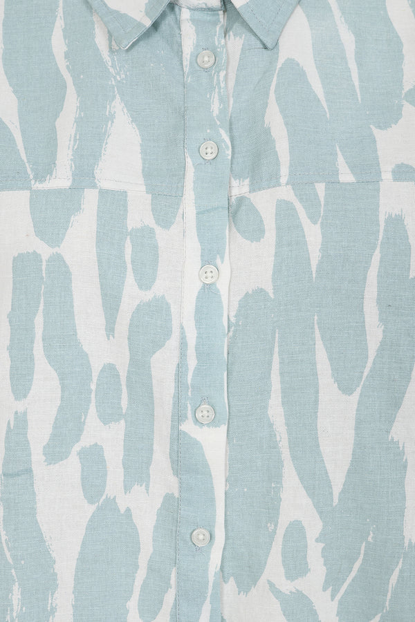 Alice Collins Beth Brush Strokes Cotton Shirt 034S324 - White/Chalk Blue