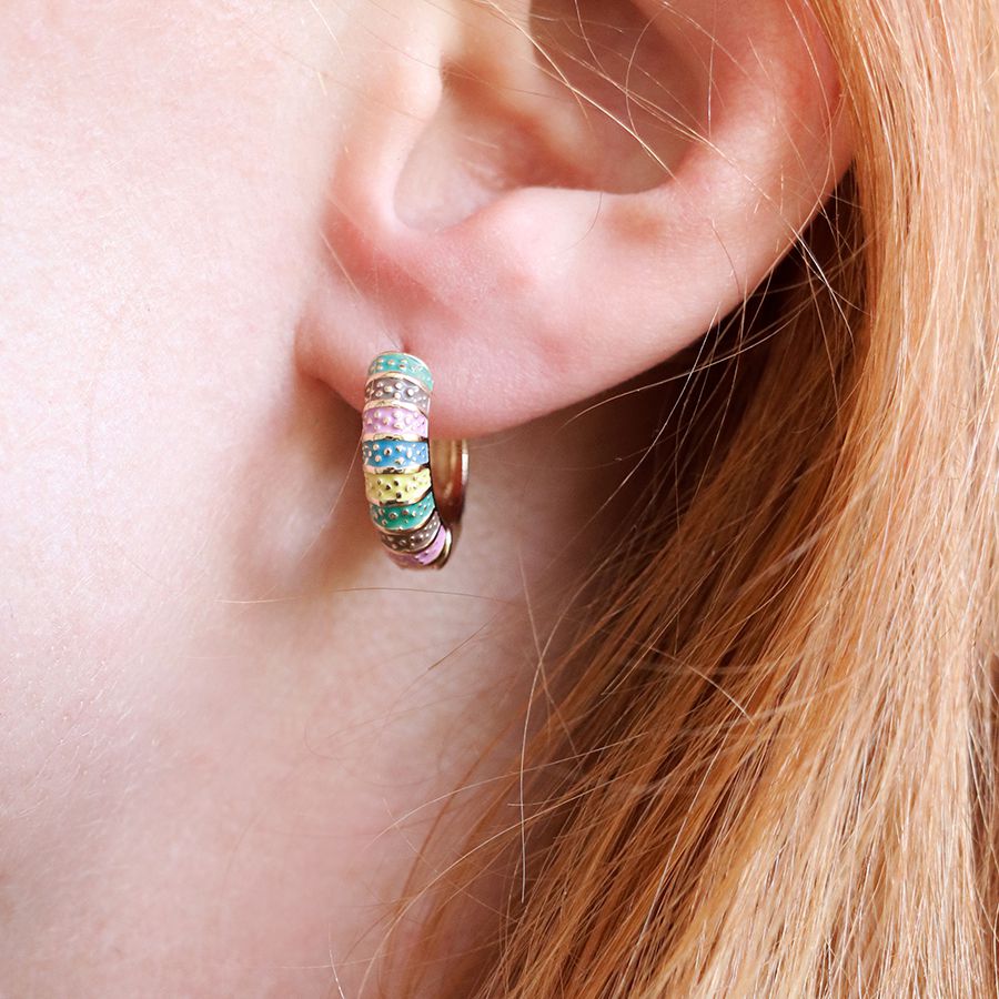 POM Colourful Enamel Huggie Hoop Earrings 03538