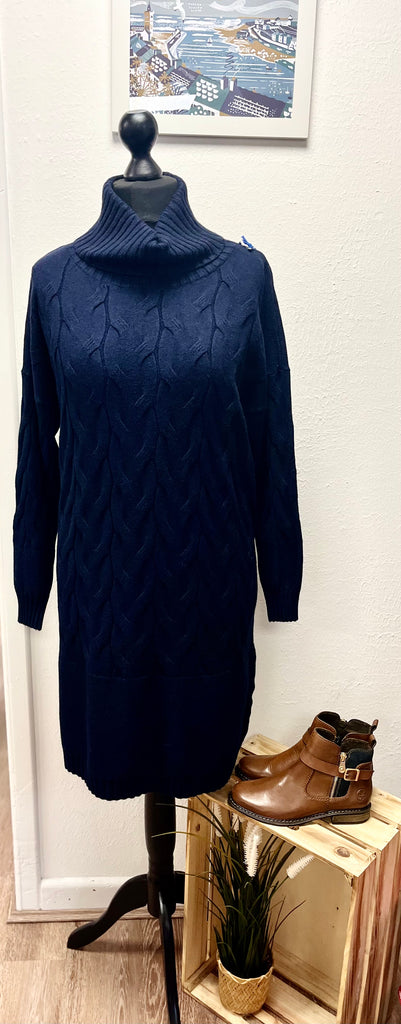 Roll Neck Cable Knit Jumper Dress One Size 10-18