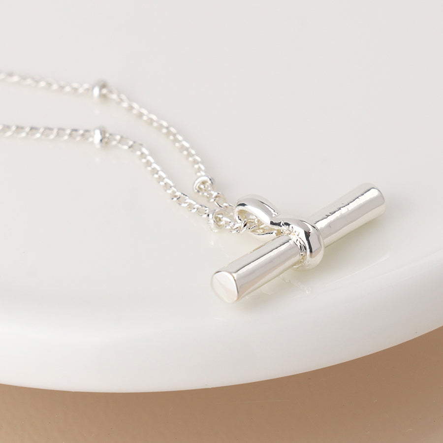 POM Silver Plated T Bar Chain Necklace 04503