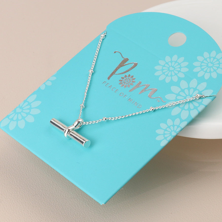 POM Silver Plated T Bar Chain Necklace 04503