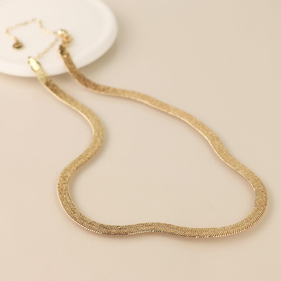 POM Golden Liquid Chain Sparkle Necklace 04573