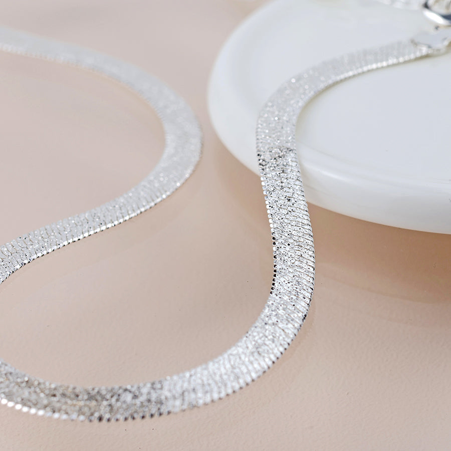 POM Silver Plated Liquid Chain Sparkle Necklace 04574