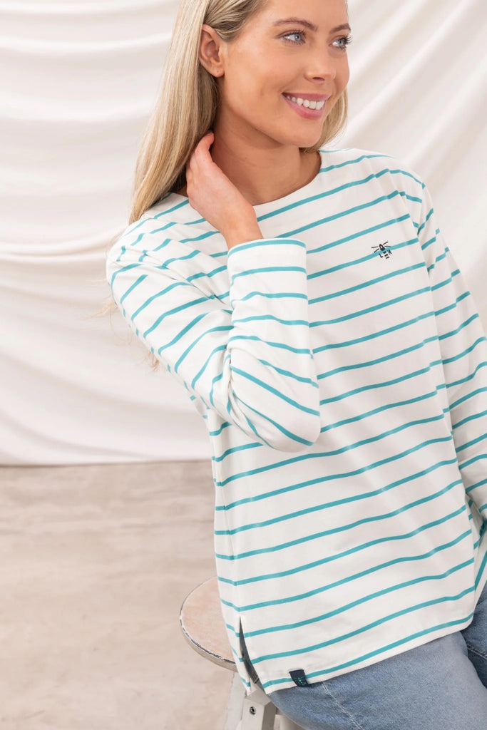 Lighthouse Ladies Causeway II Top - Soft Teal Stripe