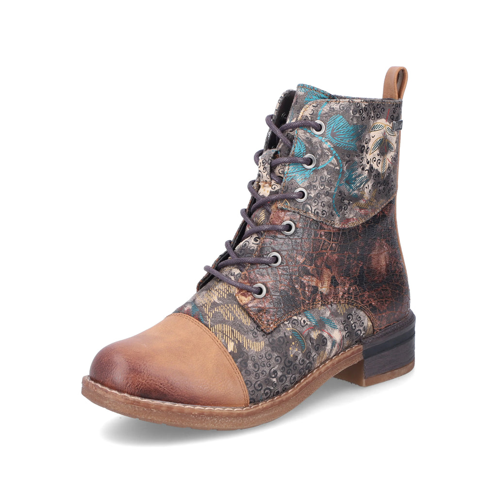 Rieker 94611-90 Ladies Lace Up Ankle Boot Brown Multi