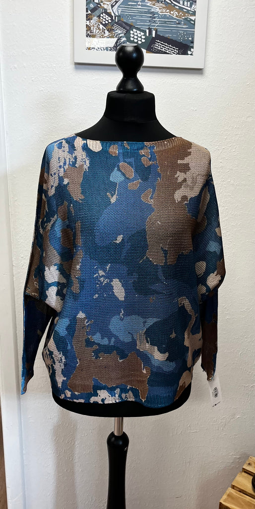 Moda Italy Relaxed Batwing Top Abstract Camo One Size 10 - 18