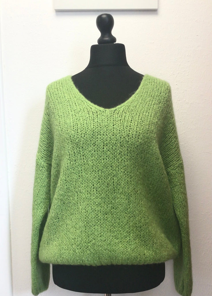 Drop Shoulder Chunky Knit V Neck Jumper One Size