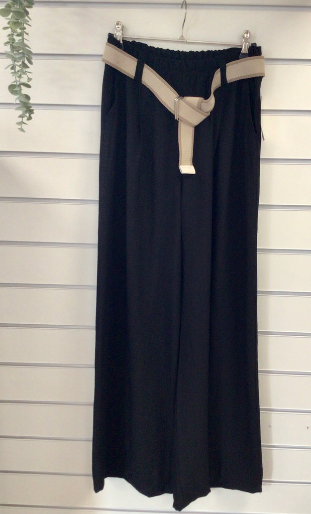 Wide Leg Belted Trousers One Size 8-16