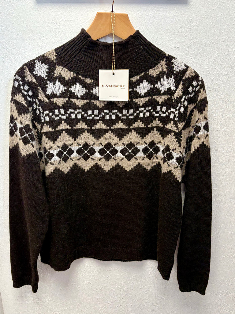 Cashmere Blend Funnel Neck Nordic Jumper One Size 8-14