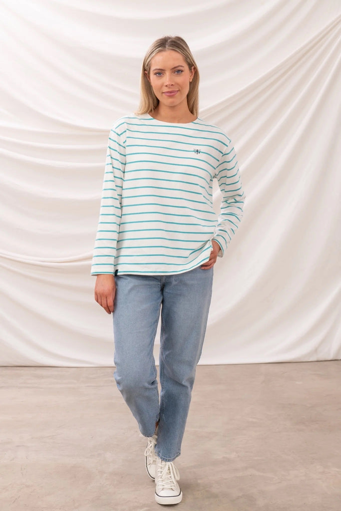 Lighthouse Ladies Causeway II Top - Soft Teal Stripe