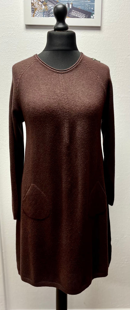 Sugar Babe Round Neck Knitted Pocket Dress One Size Assorted Colours