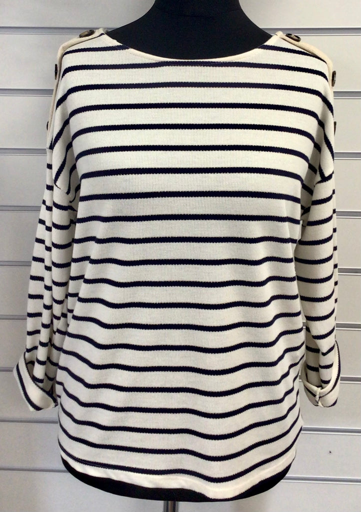 Stripe Button Shoulder Top One Size 8-18