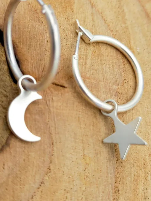 Jess & Lou Star and Moon Huggie Earrings ER099S