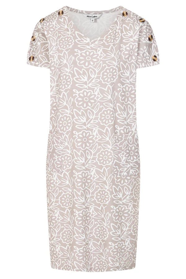 Alice Collins Button Shoulder Dahlia Dress 034S404 - Feather