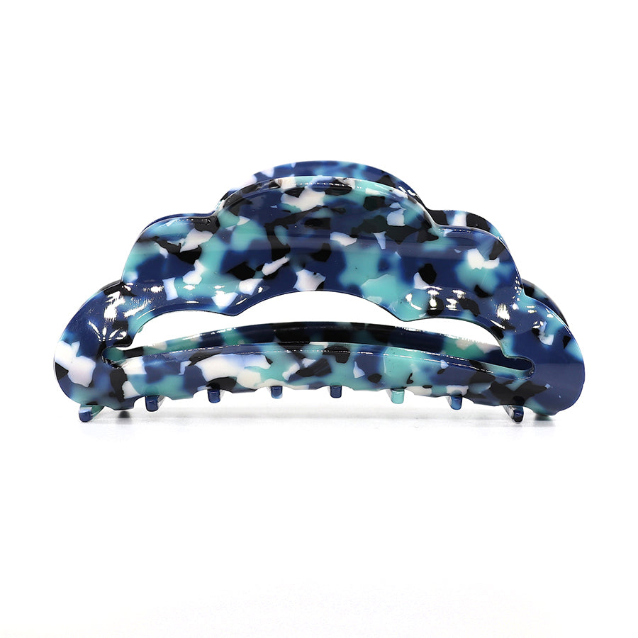 POM Dark Blue Mix Acrylic Scalloped Claw Clip 40483