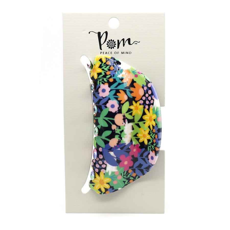 POM Black and multi floral mix claw clip   40638