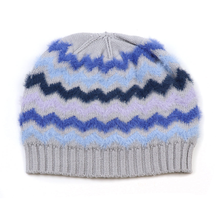 POM Super soft blue mix chevron beanie hat 40713