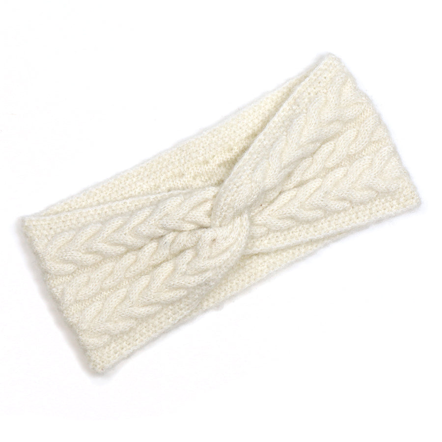 POM Cream recycled herringbone knot twist headband 40731