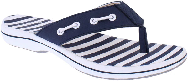 Free Spirit Sana Toe Post Leather Sandal Navy/white 41006