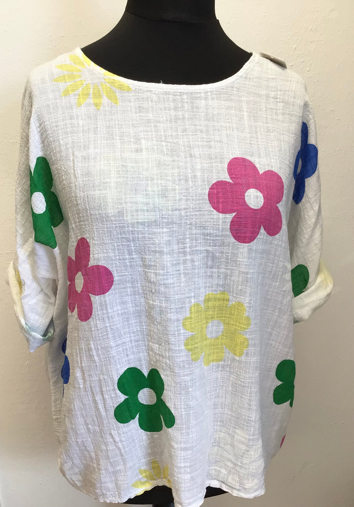 Made In Italy Bold Flower Top One Size 8-18