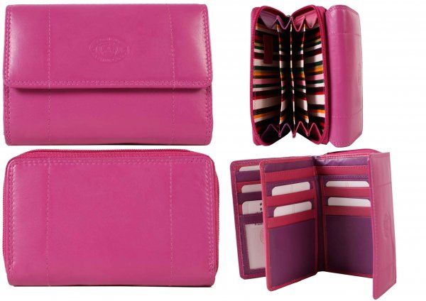 London LeatherGoods Large Bi fold Purse 1057 Assorted Colours