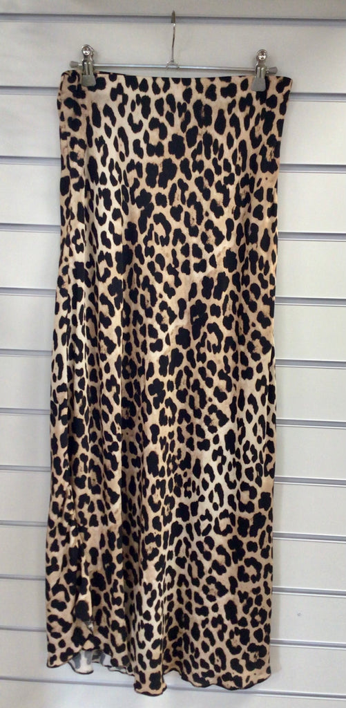 Satin Leopard Print Skirt One Size