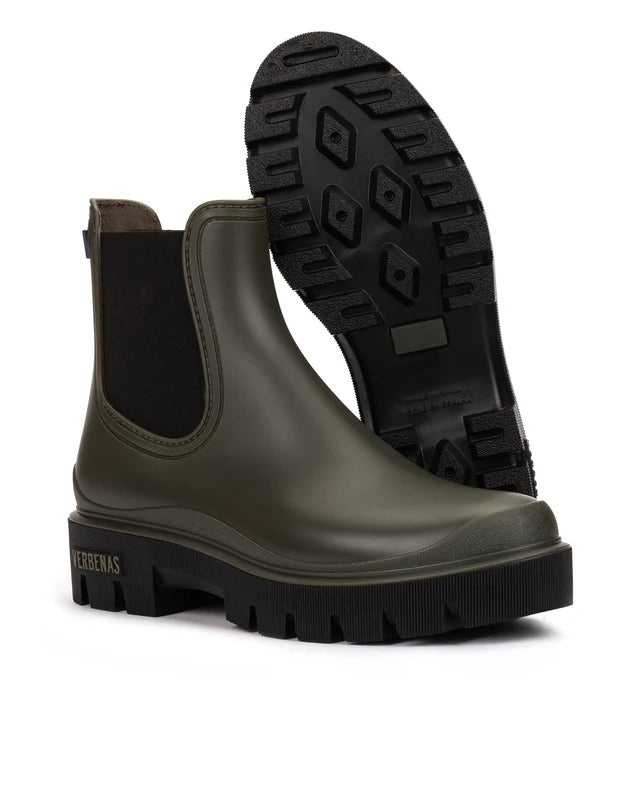 Verbenas Mae Wellies Khaki/Black Ankle Boots