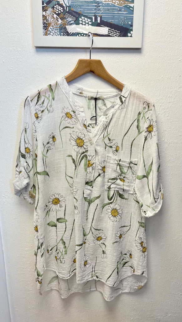 Daisy Print Cotton Blouse One Size 10 - 18