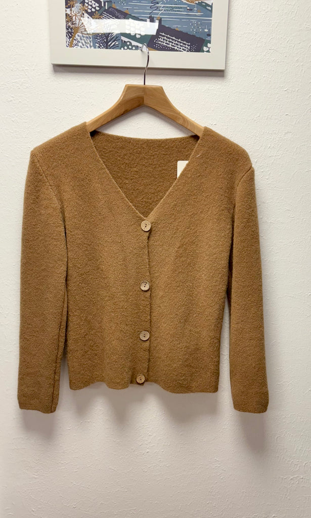 Wooden Button Soft Knit Cardigan One Size