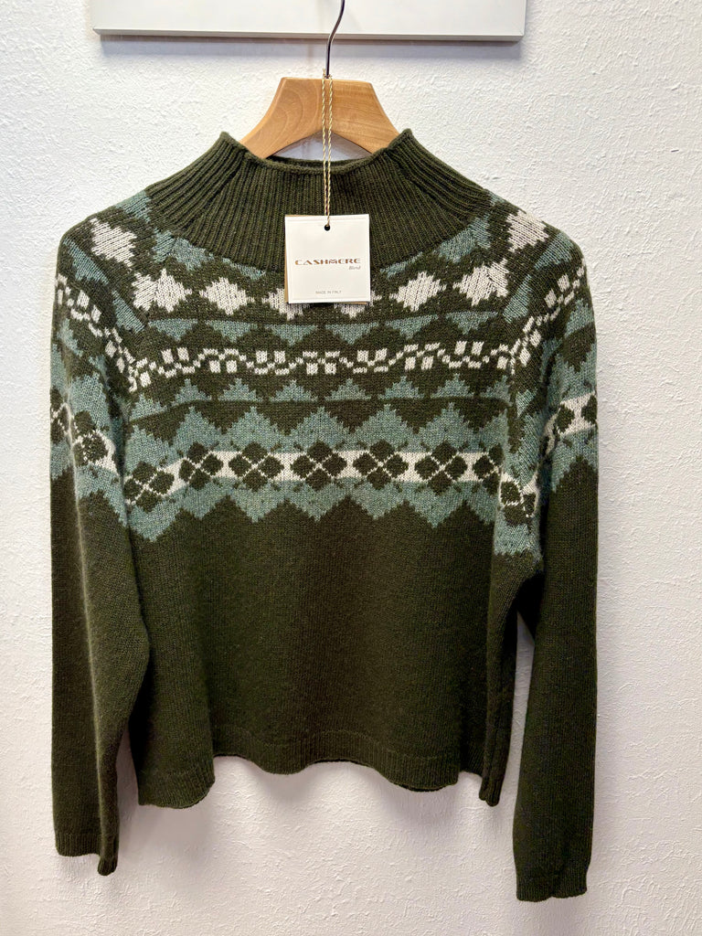 Cashmere Blend Funnel Neck Nordic Jumper One Size 8-14