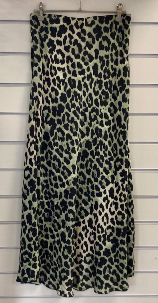 Satin Leopard Print Skirt One Size