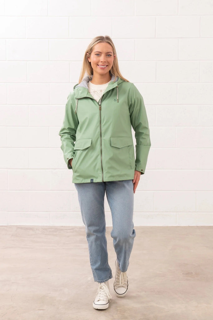 Lighthouse Ladies Lucy Rubberised Waterproof Jacket - Soft Sage