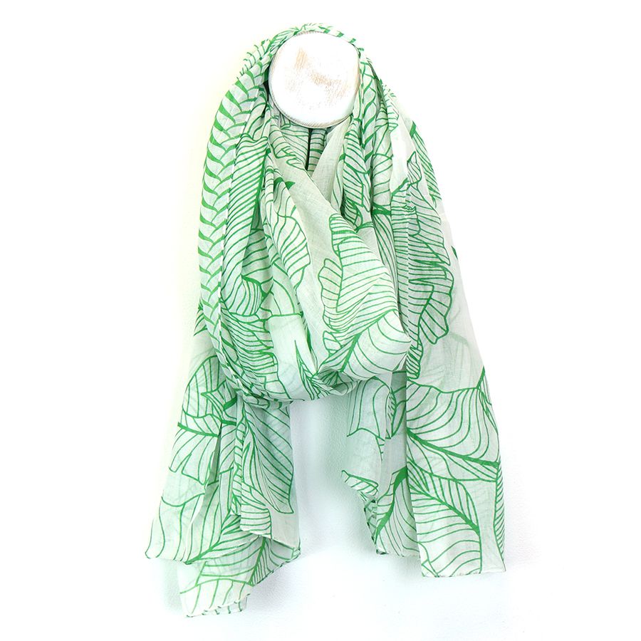 POM Peace Of Mind Apple Green/White Print Cotton Scarf 52379