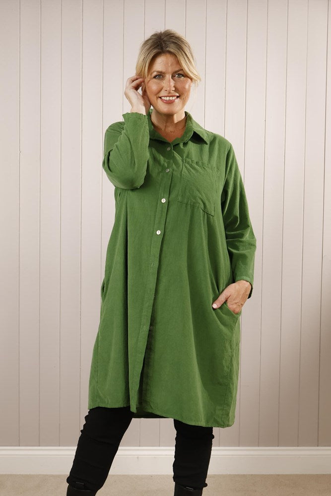 Goose Island Fine Cord Button Up Shirt Dress One Size