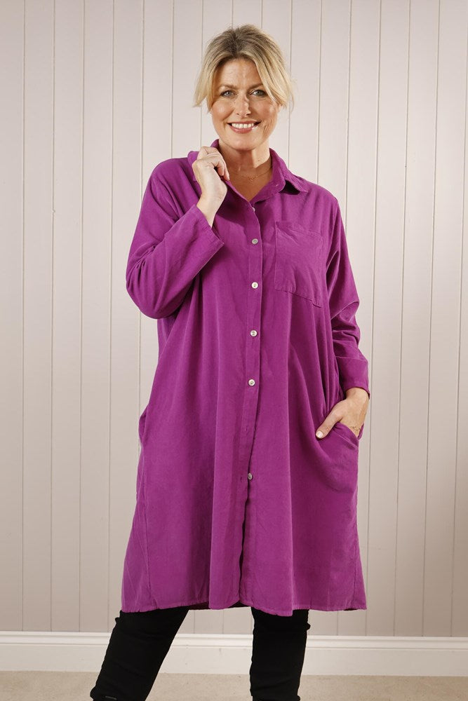 Goose Island Fine Cord Button Up Shirt Dress One Size