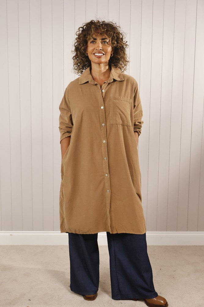 Goose Island Fine Cord Button Up Shirt Dress One Size