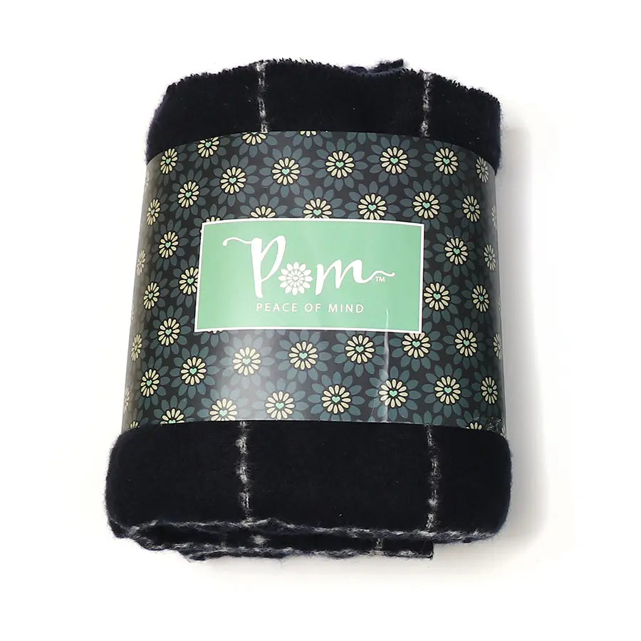 POM Navy running stitch check scarf 52788