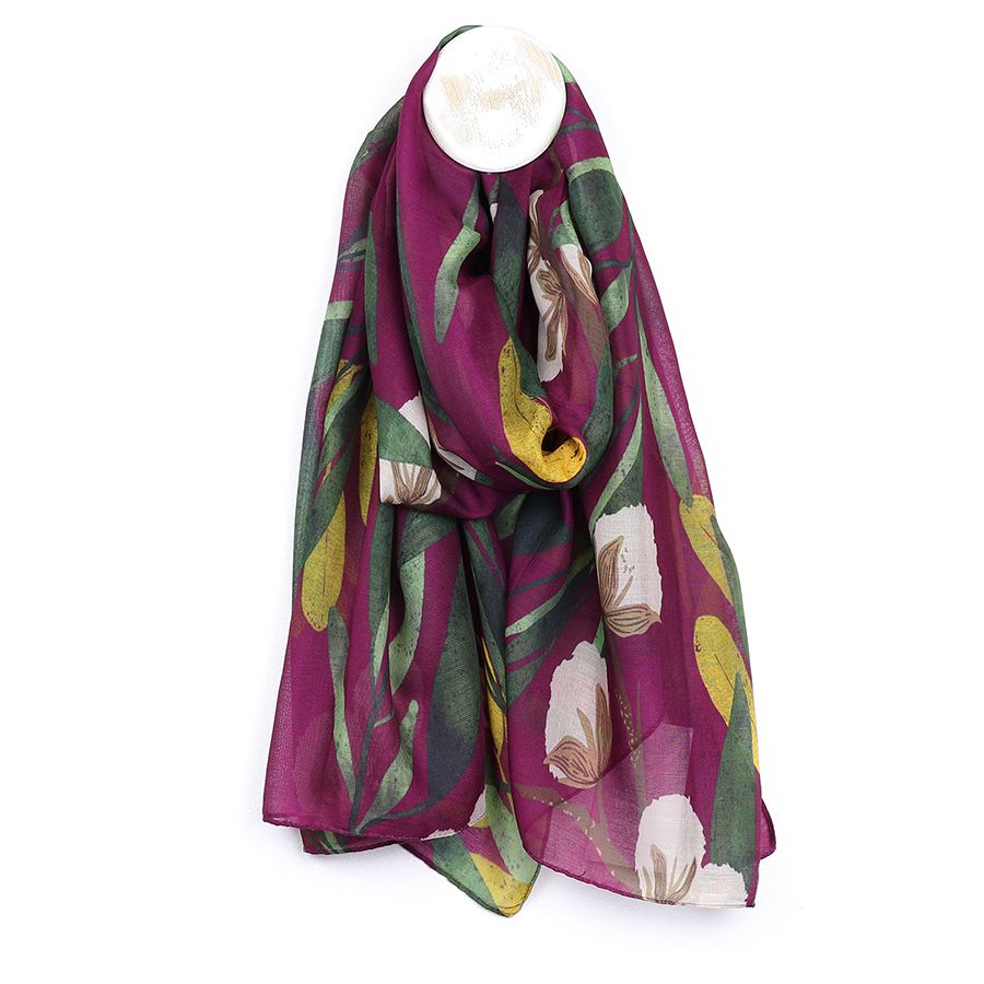 POM Recycled Aubergine Botanical Scarf 52795