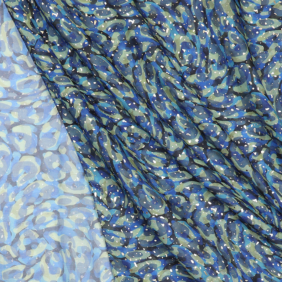 POM Recycled blue abstract camouflage print scarf 52797