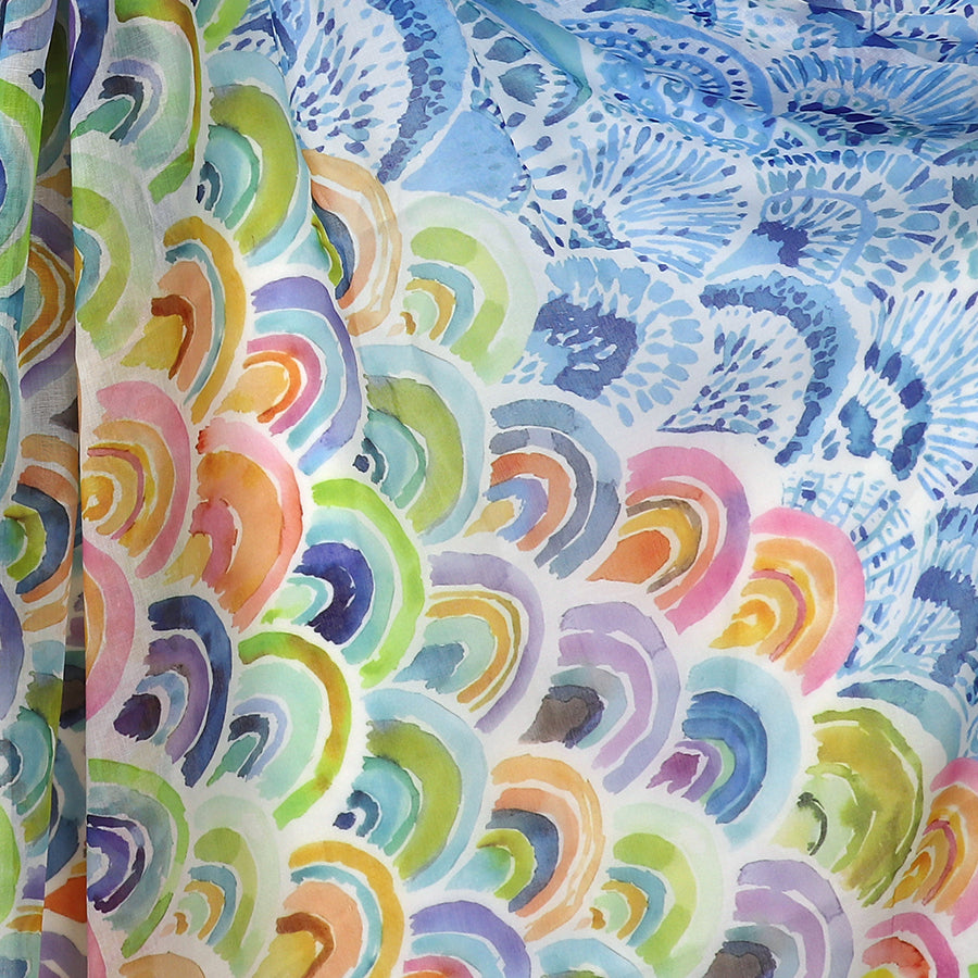 POM Blue mix watercolour rainbow print scarf 52913