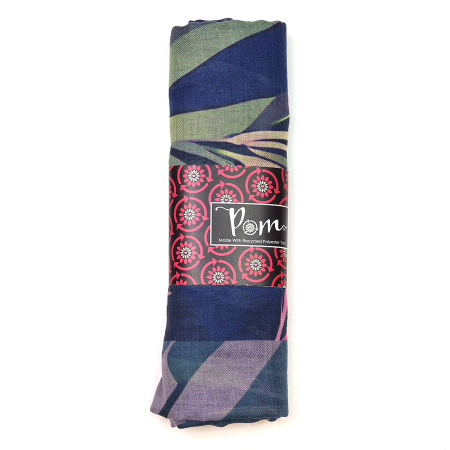 POM Abstract Leaves Navy/Multi Print Scarf 52959