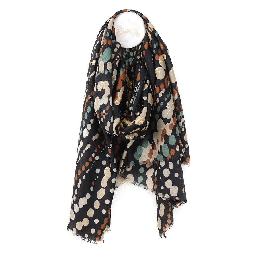 POM Dotty Wave Print Black Mix Scarf 52964