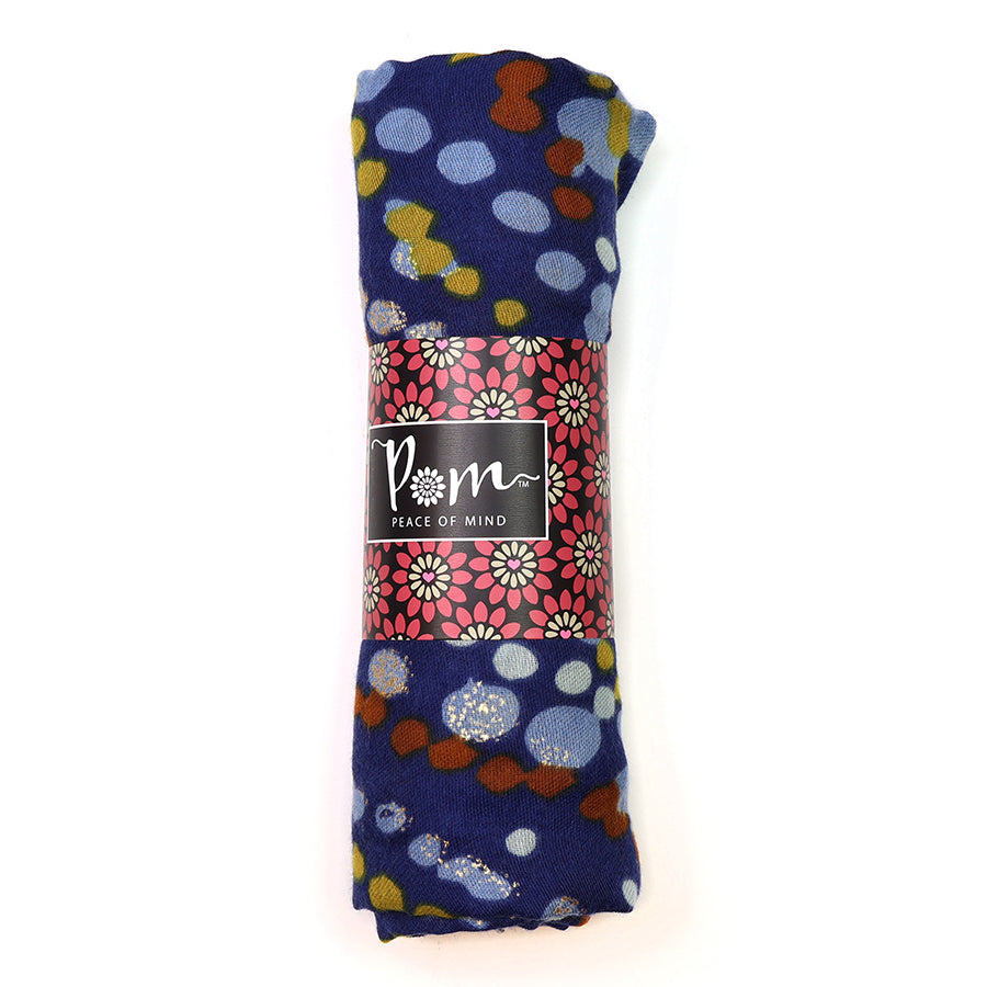 POM Blue mix painted dotty wave print scarf 52965