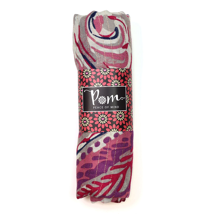 POM Paisley Leaf Print Raspberry Mix Scarf 52967